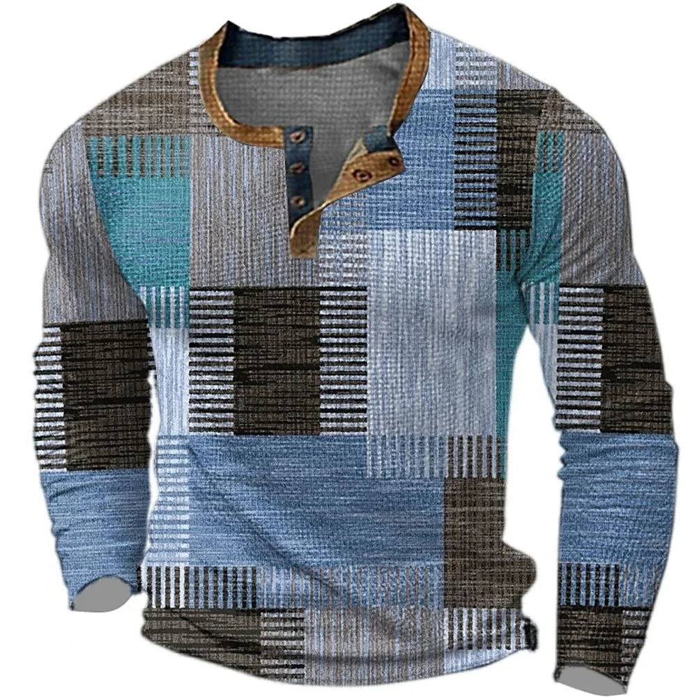 Sweatshirt Heren | Knoopkraag & Patchwork Look