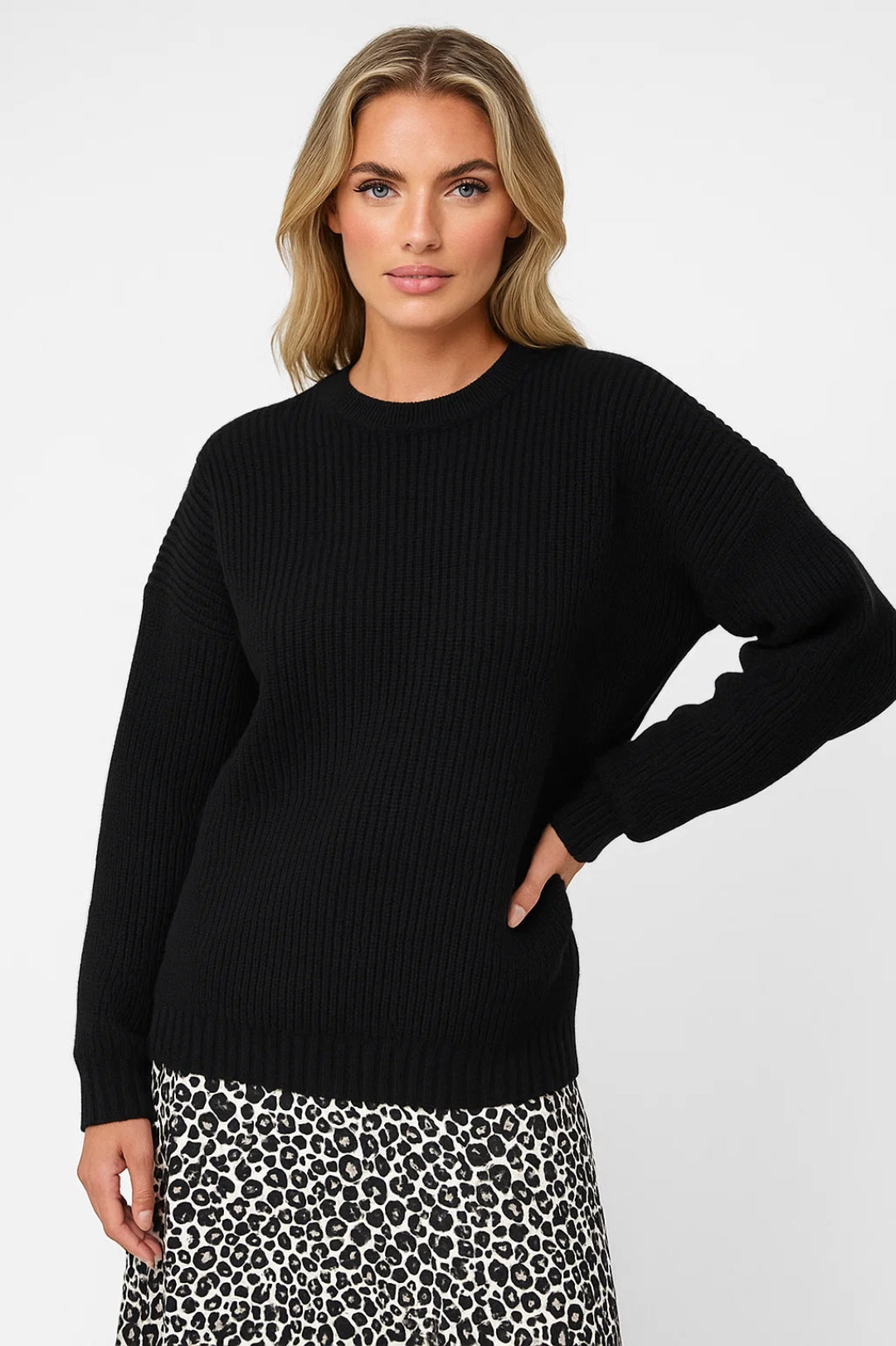 Trui Dames | Oversized Ronde Hals met Geribde Structuur