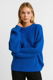 Trui Dames | Oversized Ronde Hals met Geribde Structuur