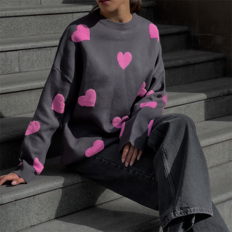 Trui Dames met Hartmotief | Warm & Losse Pasvorm