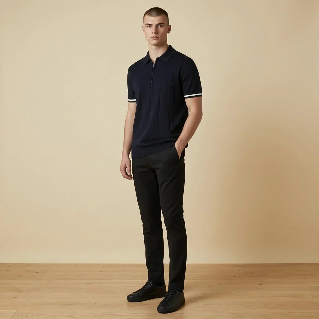 Amalfi Tipped Cuff Zip Polo
