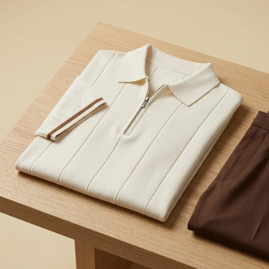 Amalfi Tipped Cuff Zip Polo
