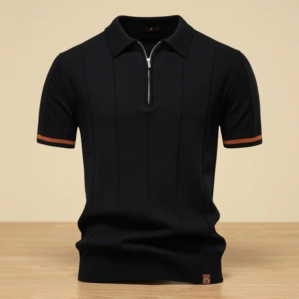 Amalfi Tipped Cuff Zip Polo