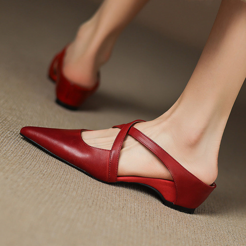Margot Cross-Strap Leren Mule