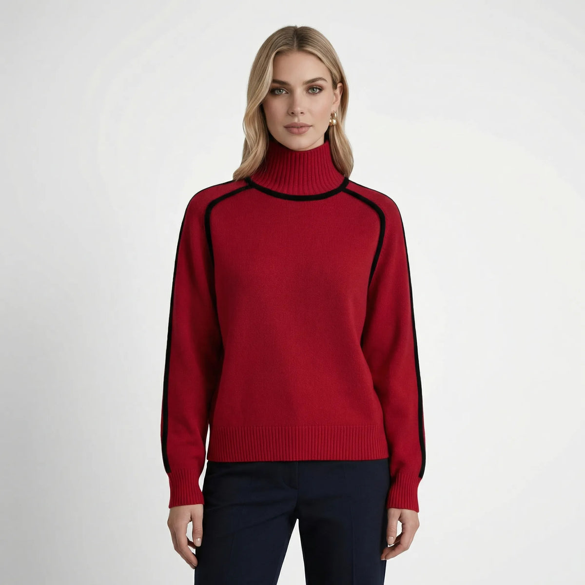 Dames Brei Sweater met Contrast Afwerking