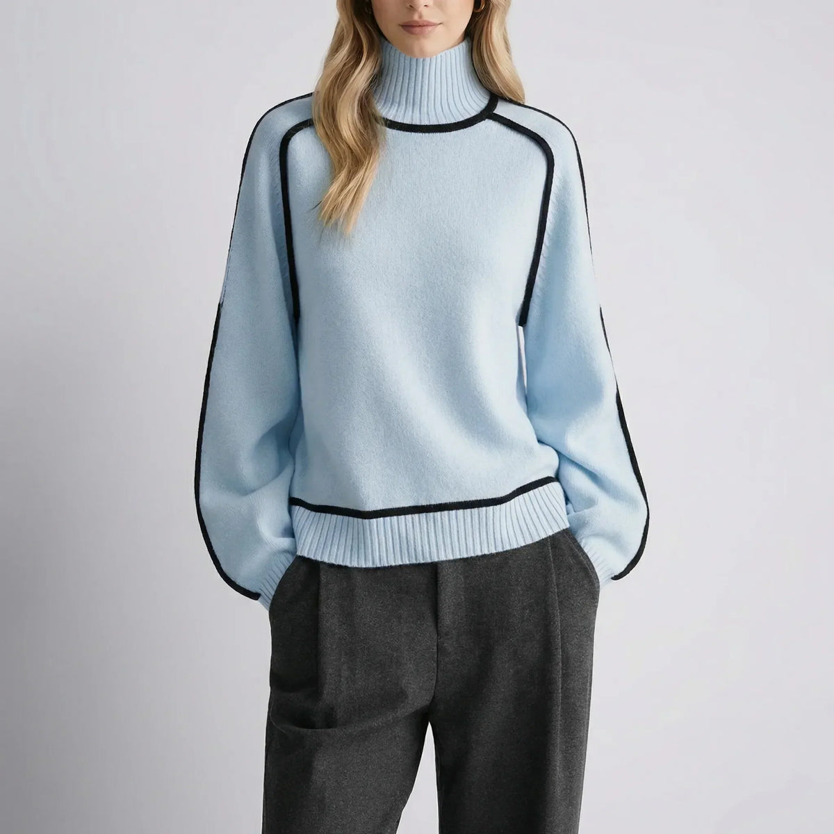 Dames Brei Sweater met Contrast Afwerking