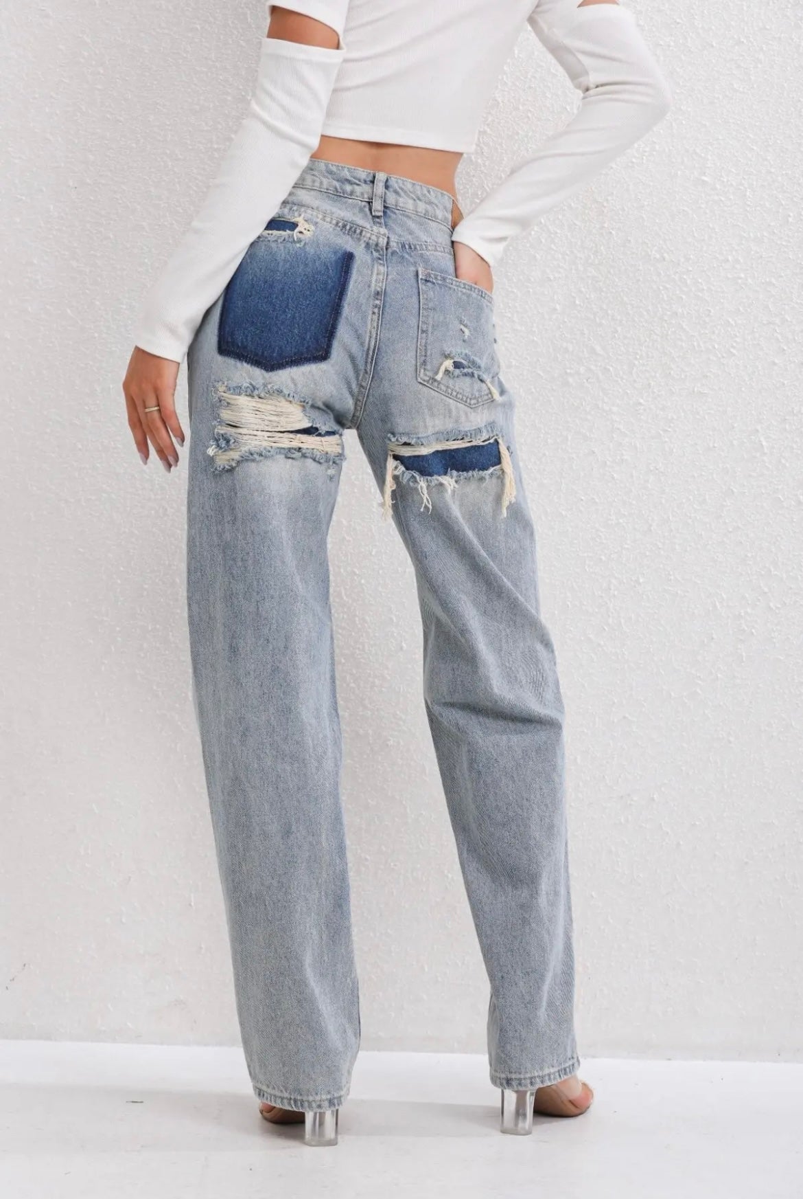 Vintage jeans Dames | Ripped details & relaxte straight fit