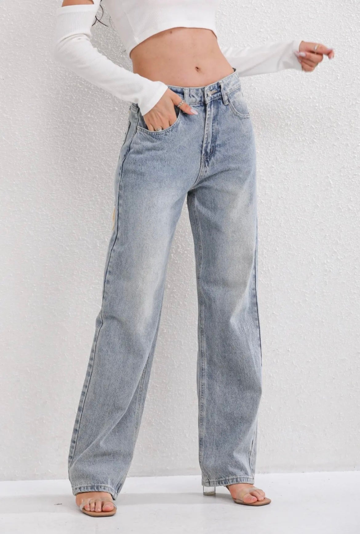 Vintage jeans Dames | Ripped details & relaxte straight fit