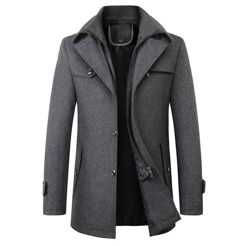 Winterjas Heren | Lange Winterjassen Heren | Gelaagde sluiting & hoge kraag voor extra comfort