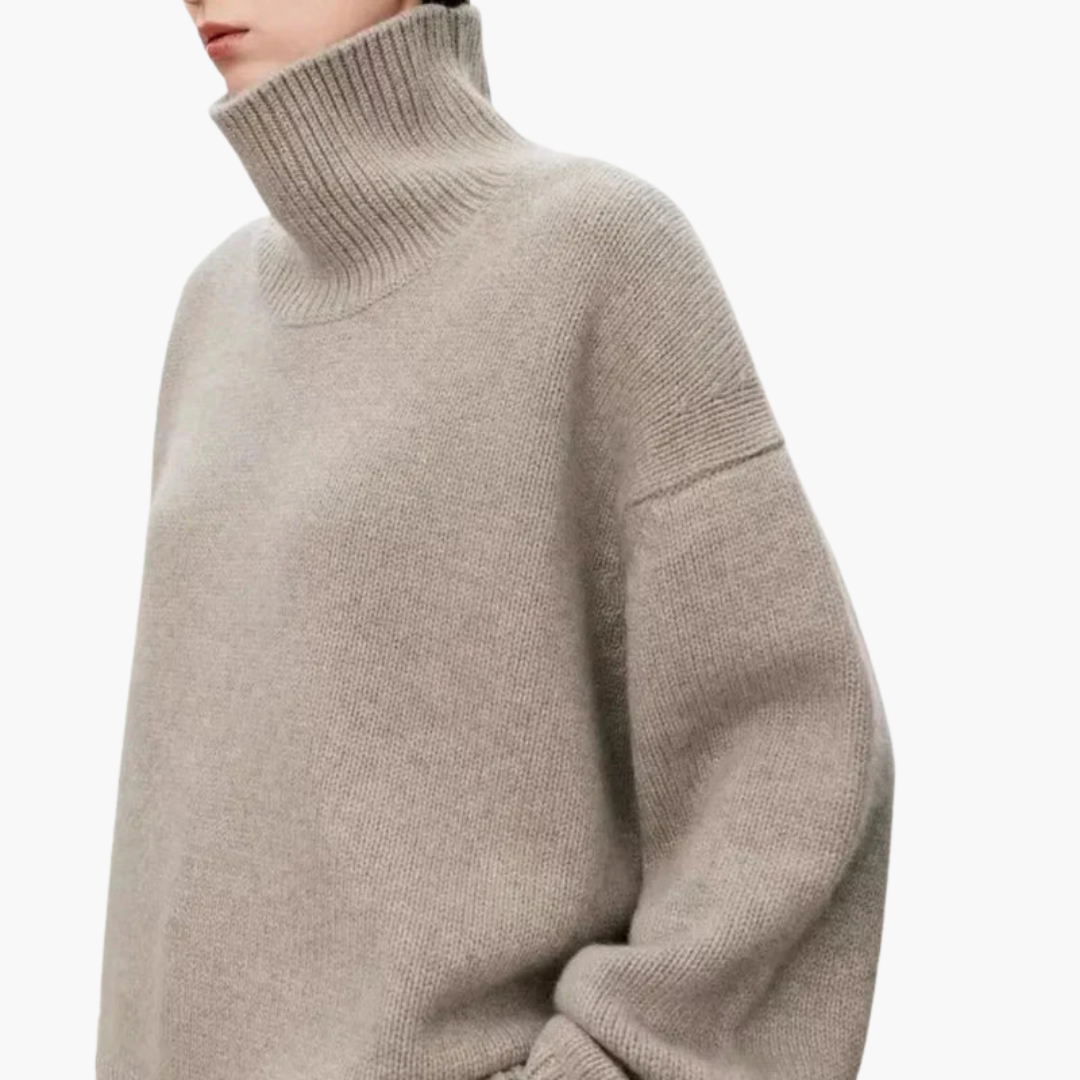 Dames Oversized Hoge Hals Trui – Ontspannen Gebreide Laag