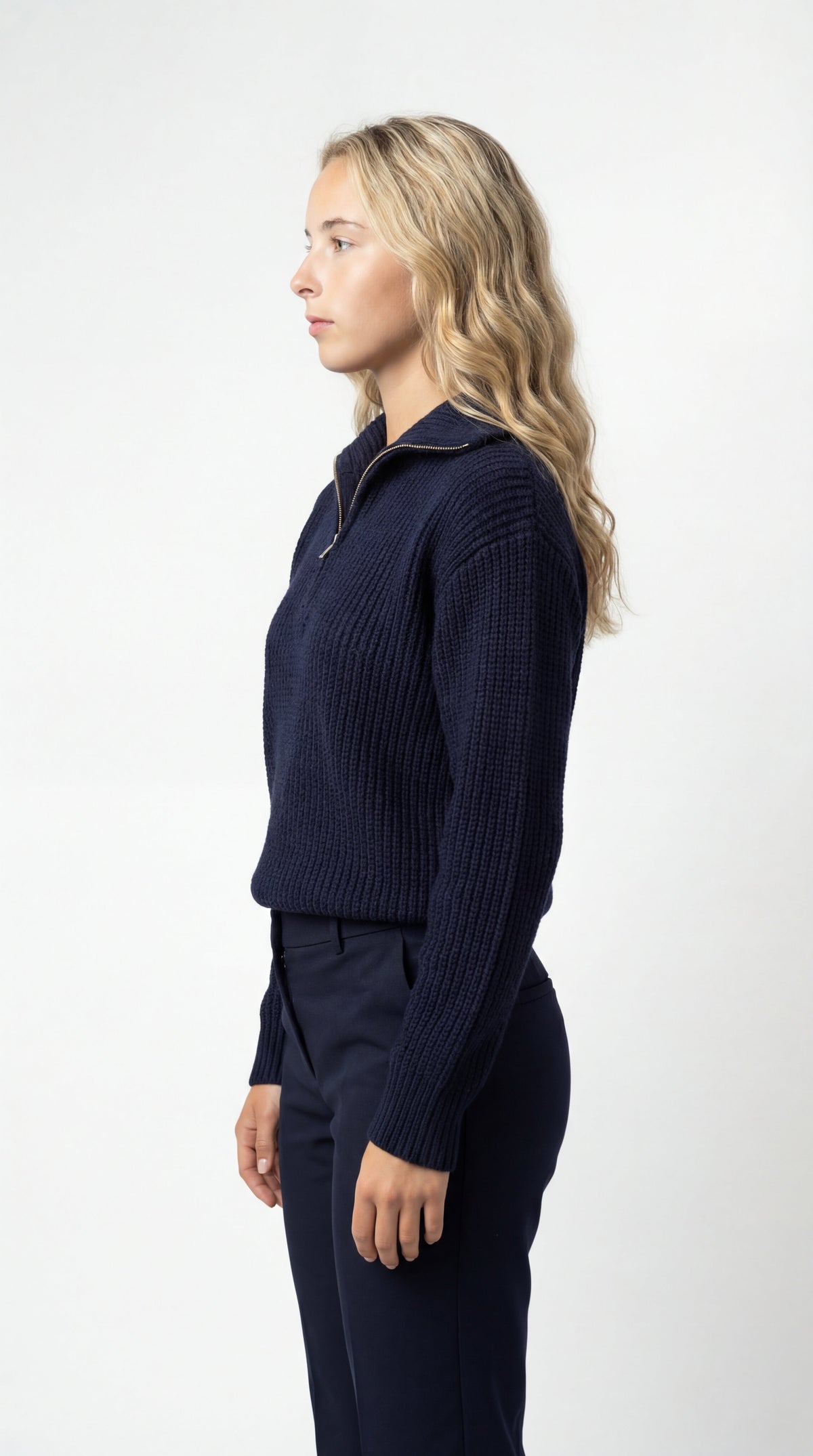 Zip Trui Dames | Ritskraag & Wafelstructuur