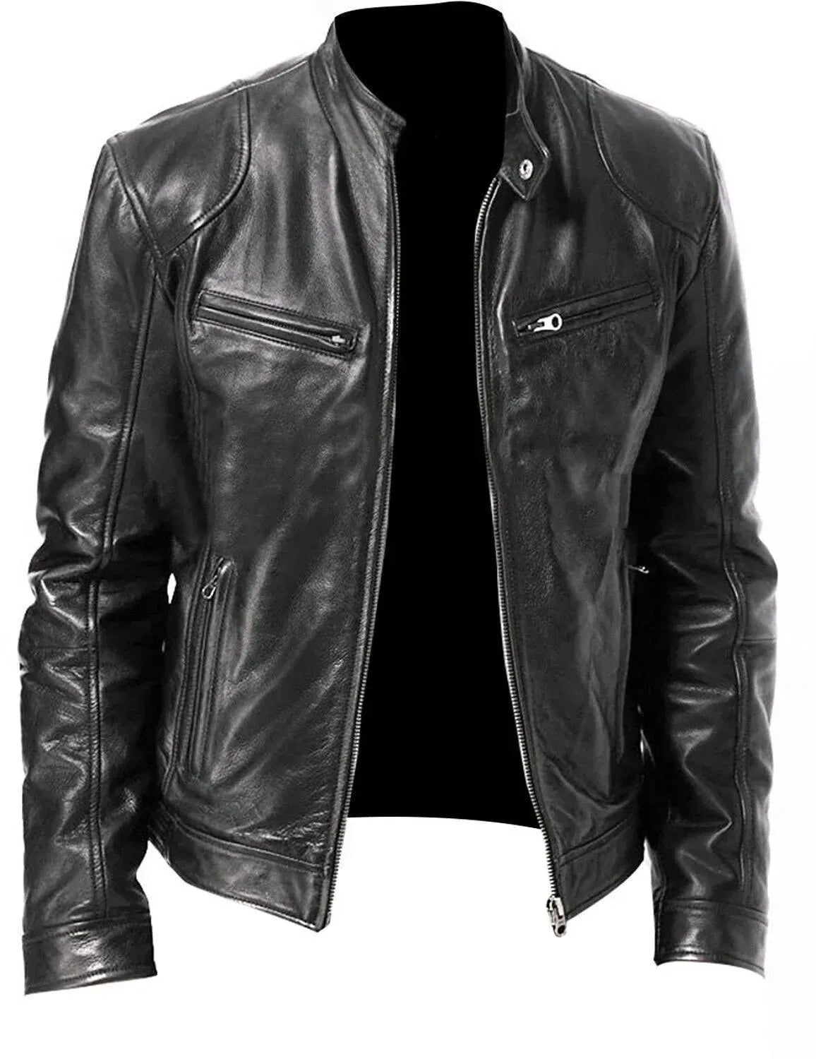 Stoere leren motorjas bikerjack voor heren