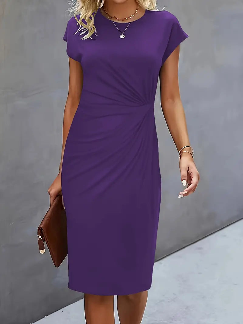 Midi Jurk Dames Ronde Hals Getailleerd Bruiloft Gast