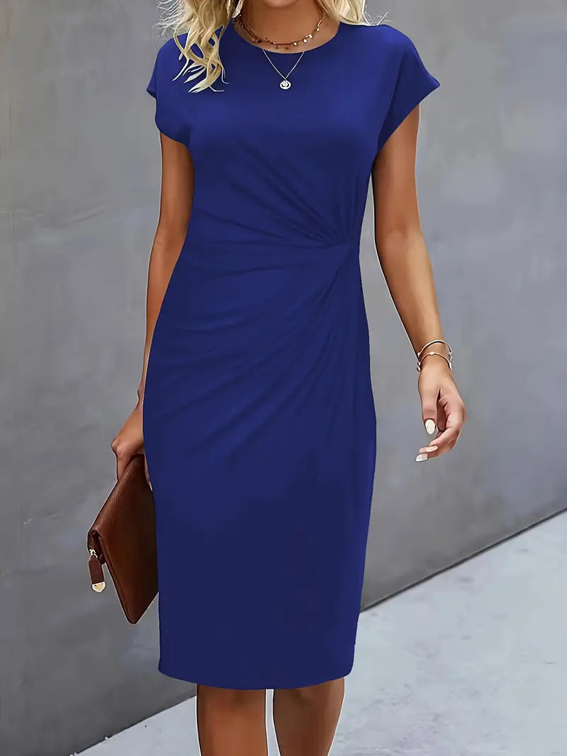 Midi Jurk Dames Ronde Hals Getailleerd Bruiloft Gast