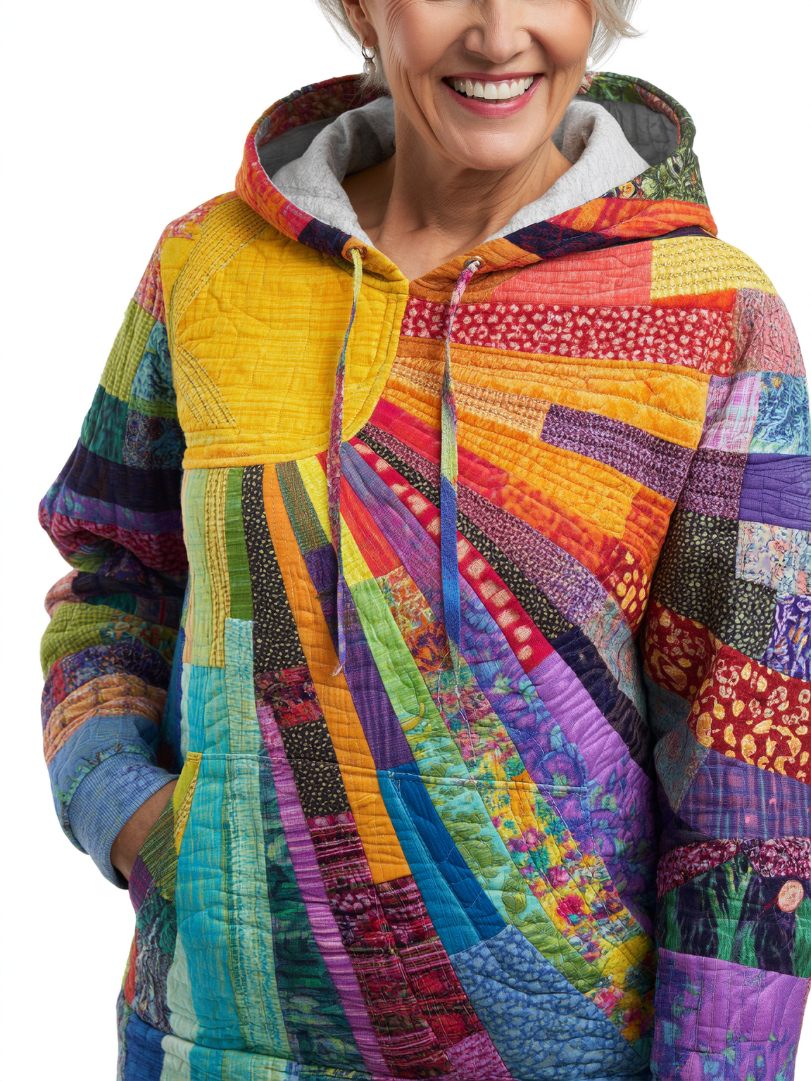AURORA – STRALENDE PATCHWORK KUNST HOODIE