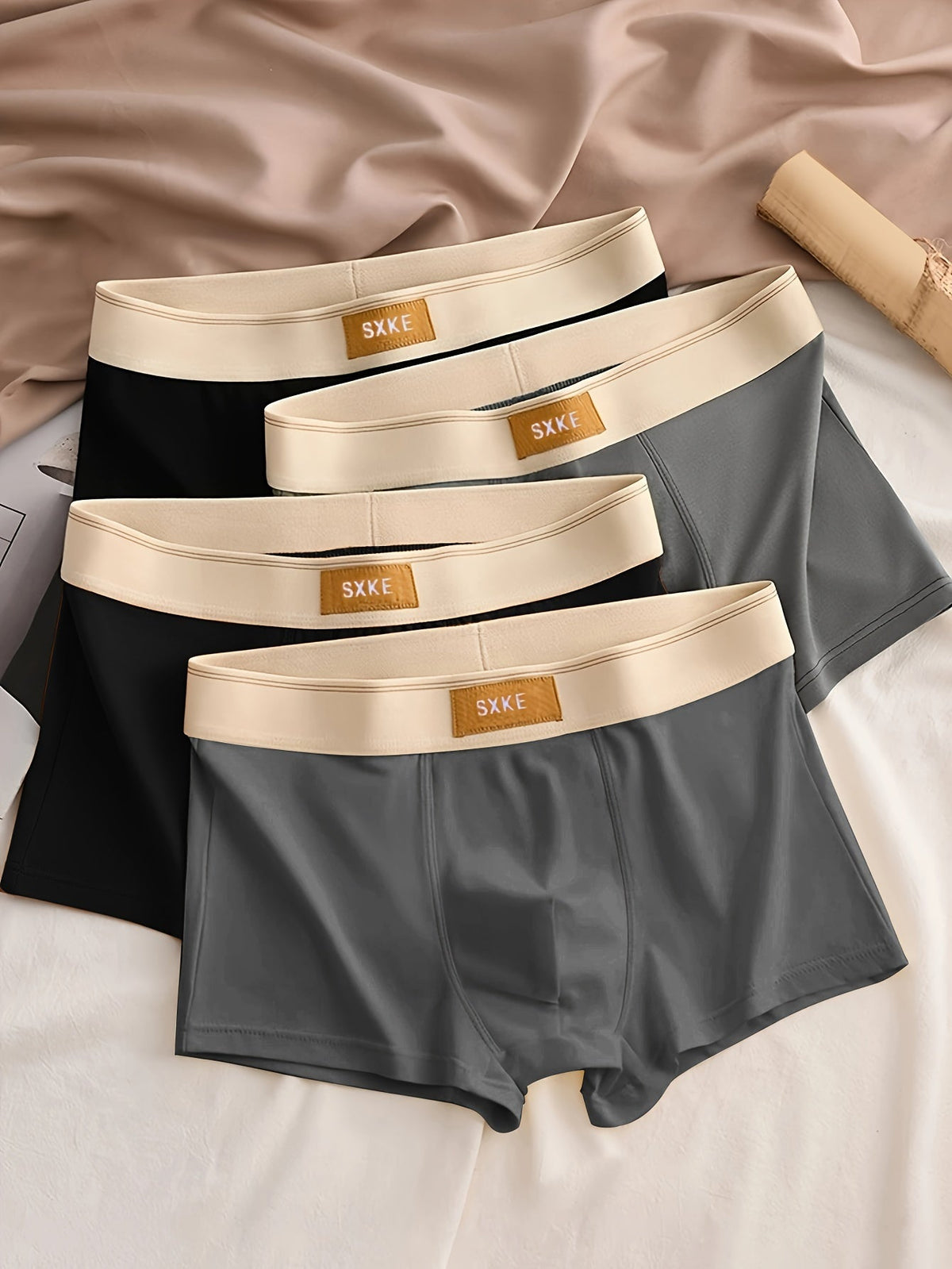 4-Pack Effen Heren Boxershorts met Stretch