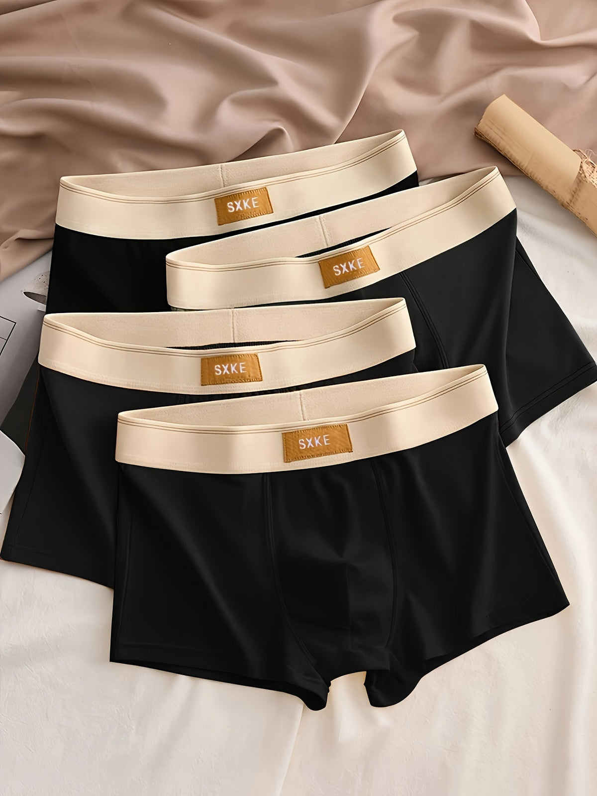 4-Pack Effen Heren Boxershorts met Stretch