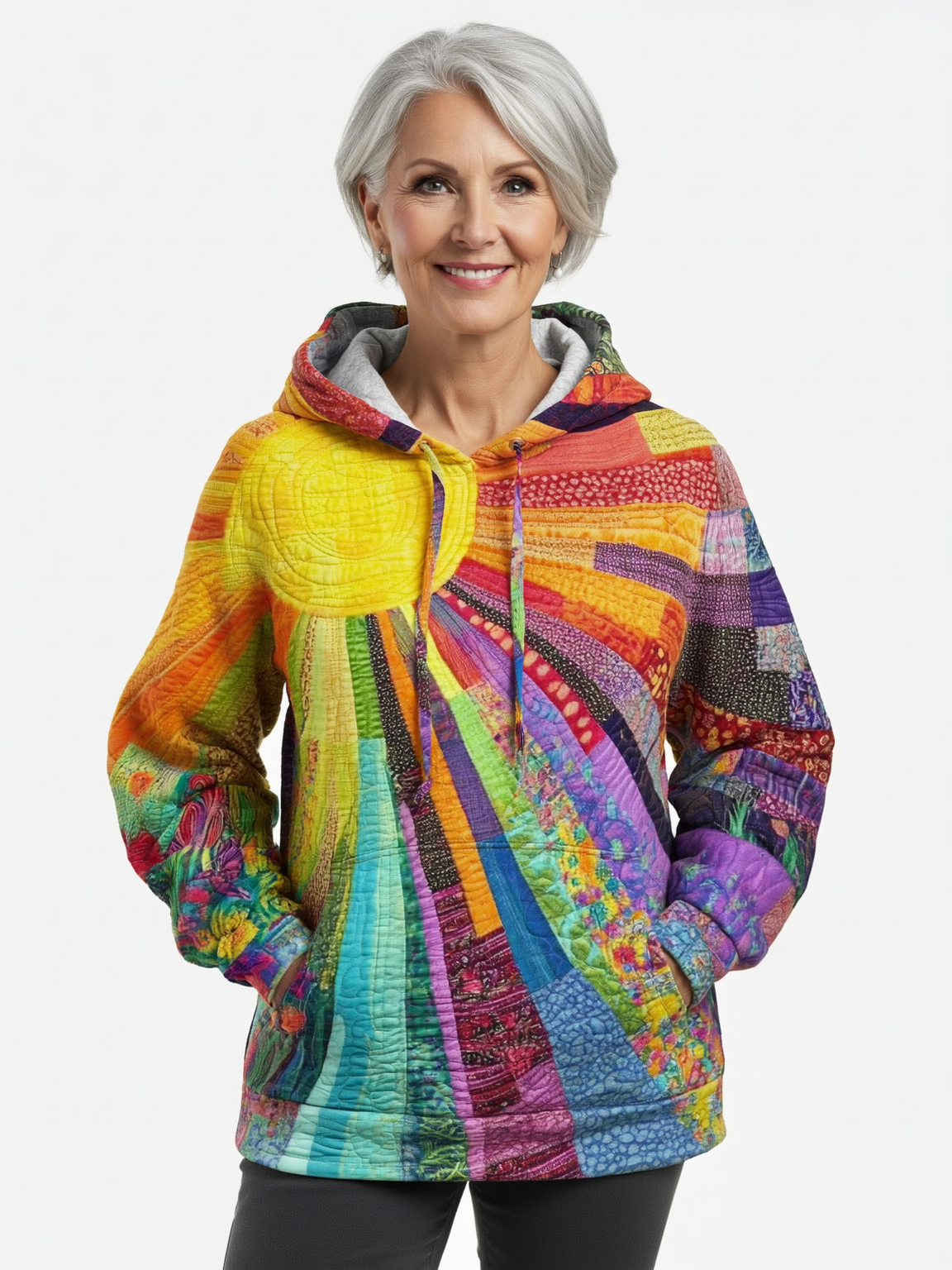 AURORA – STRALENDE PATCHWORK KUNST HOODIE