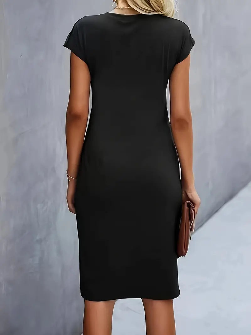 Midi Jurk Dames Ronde Hals Getailleerd Bruiloft Gast