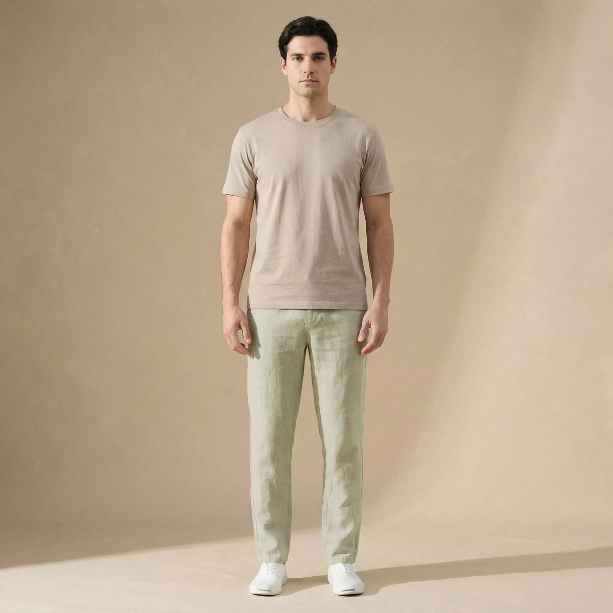Linnen zomerbroek Heren Regular Fit Ademend materiaal Elastische taille