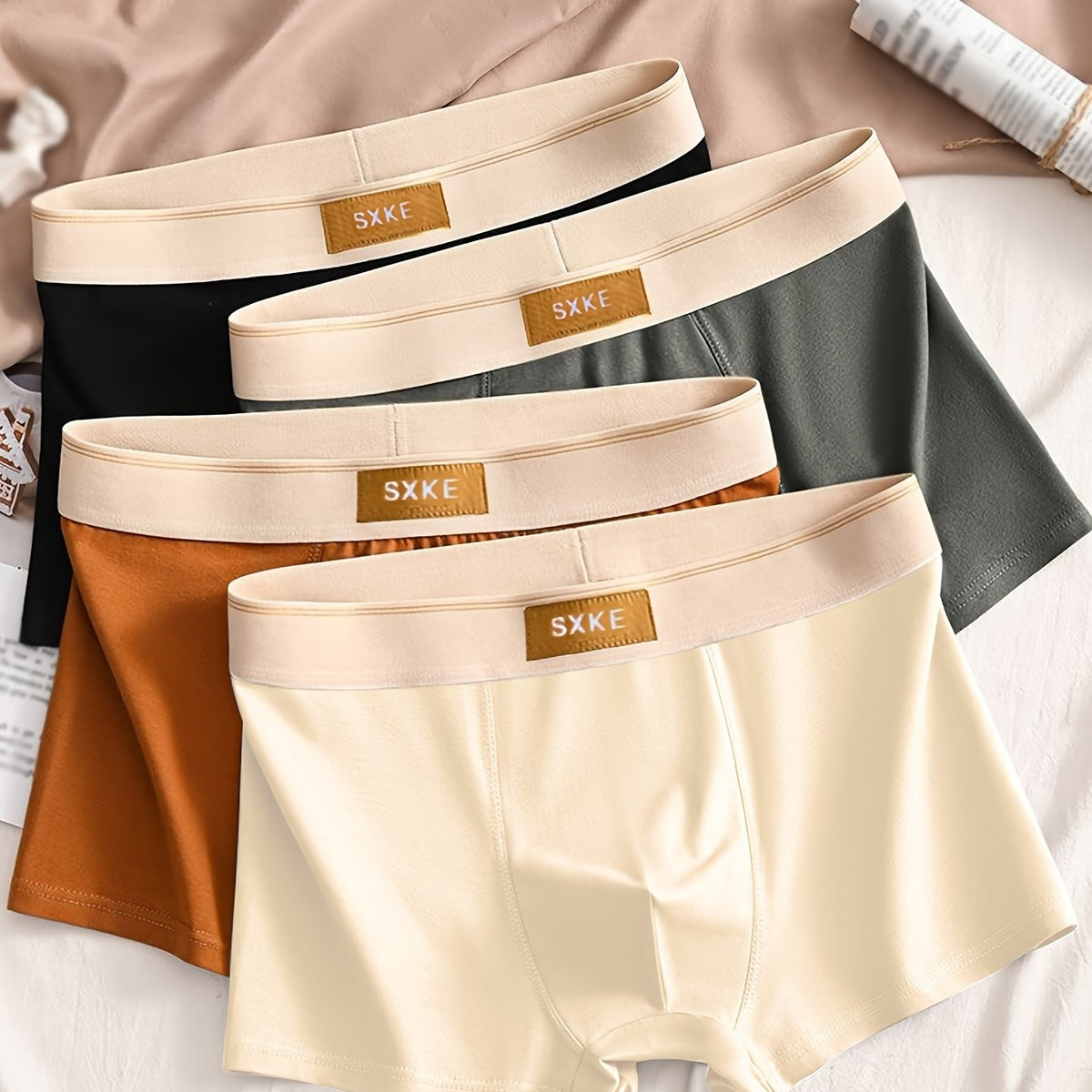 4-Pack Effen Heren Boxershorts met Stretch