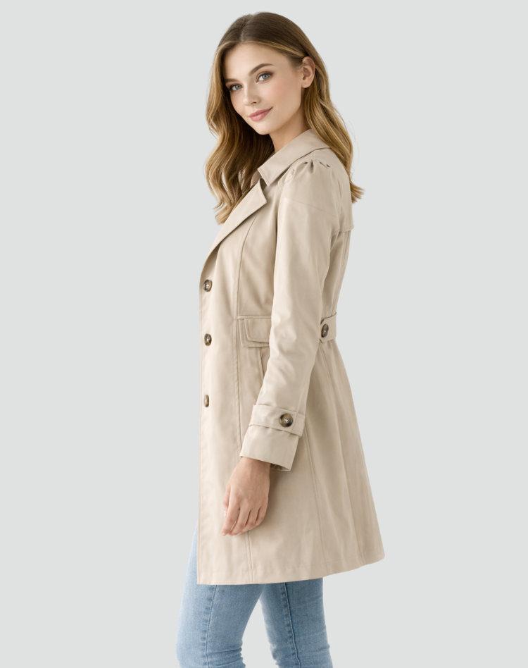 Trenchcoat Dames Slim Fit Lichtgewicht Klassiek Kraag met Revers