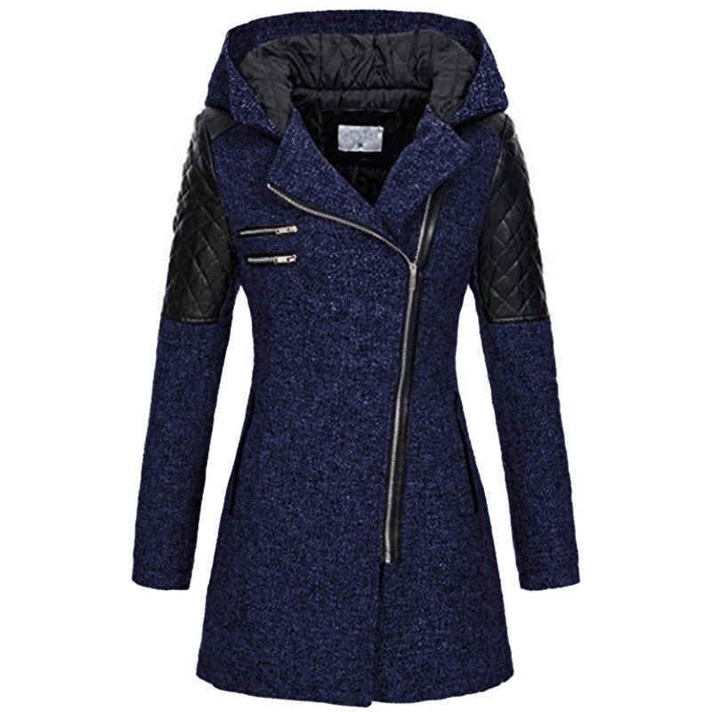 Zoë - Stijlvolle Schuin-Zip Winterjas