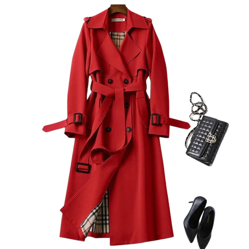 Christai | Dames Lange Trenchcoat | Geknoopte Jas