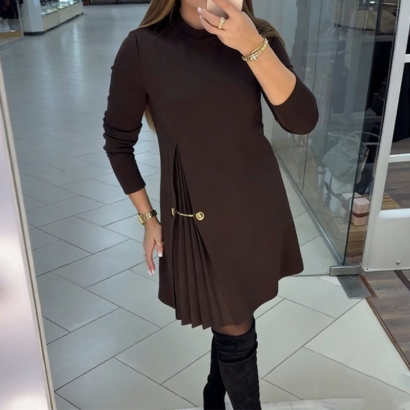 Elegante Mini Cocktailjurk Voor Dames Met Col En Plooidetail