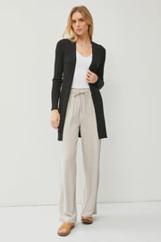 Elegant Open Vest Met Lange Mouwen Zwart - Mira
