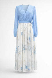 Bloemen Maxi Jurk Dames V Hals Lange Mouwen