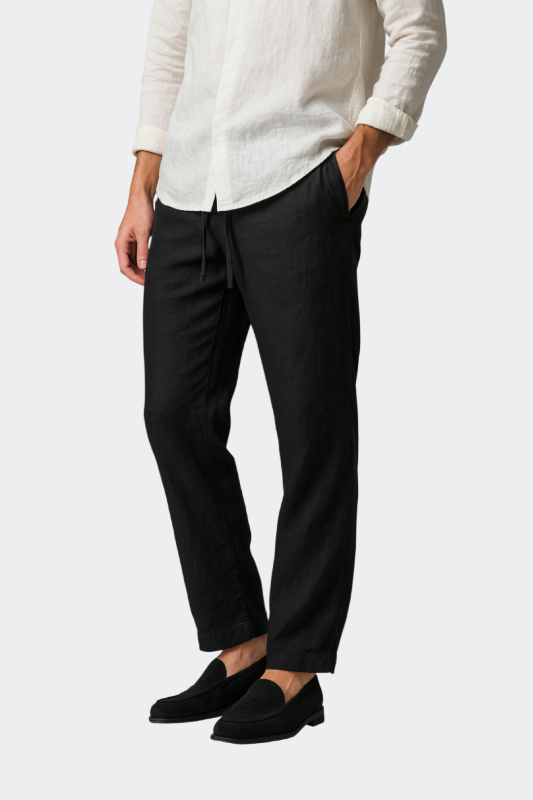 Broek Heren Relaxed Fit Linnen Casual Zomer