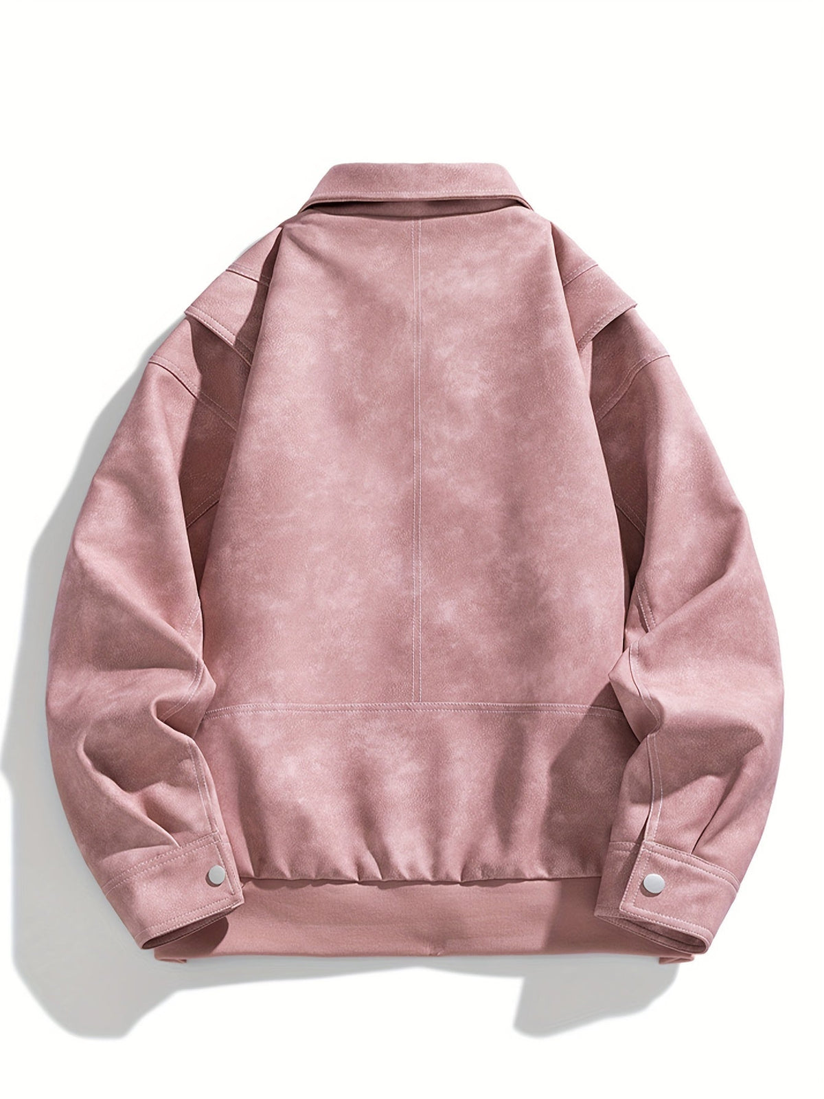 Cas | Heren casual kunstlederen jas met klep kraag & zakken