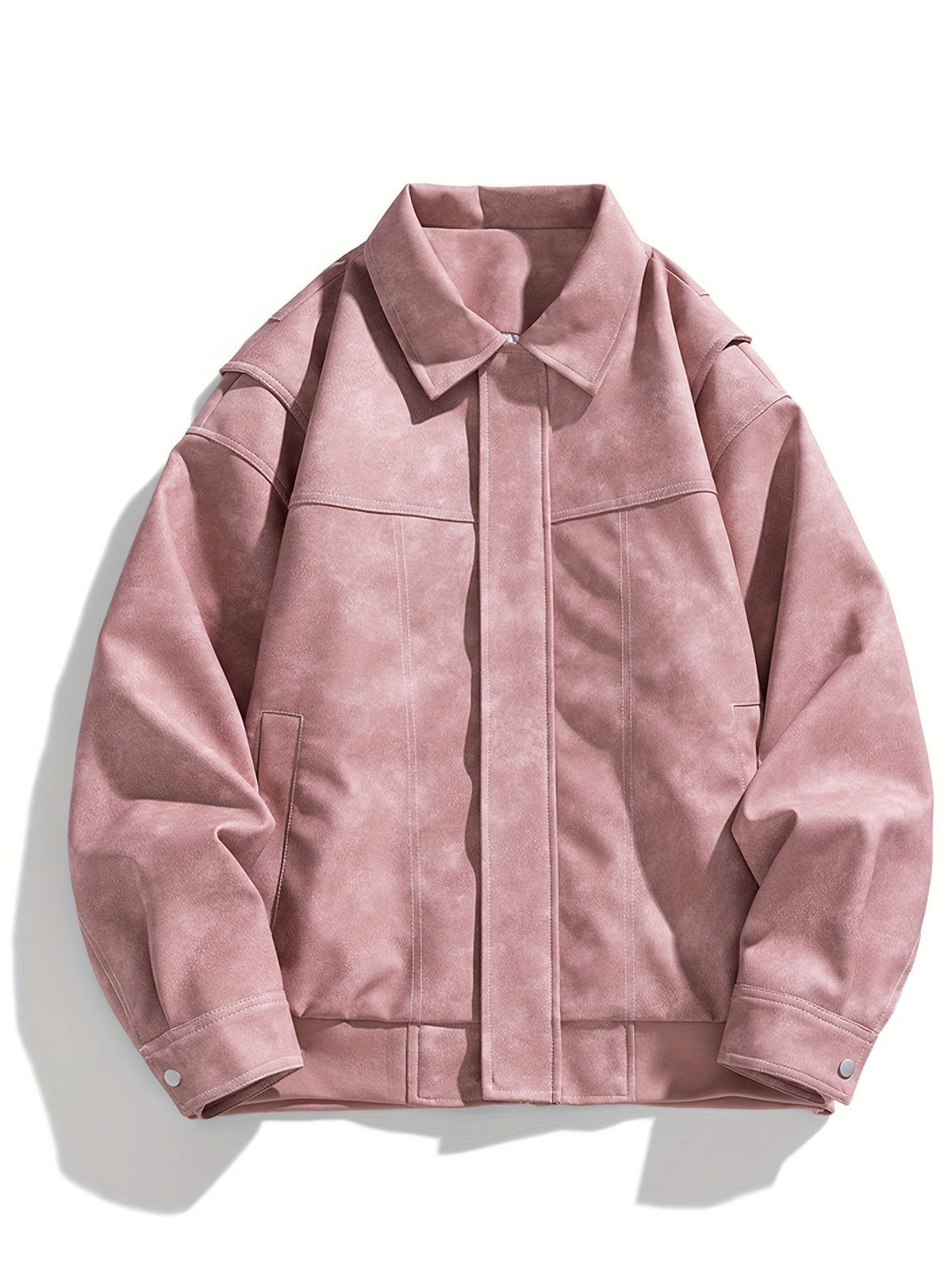 Cas | Heren casual kunstlederen jas met klep kraag & zakken