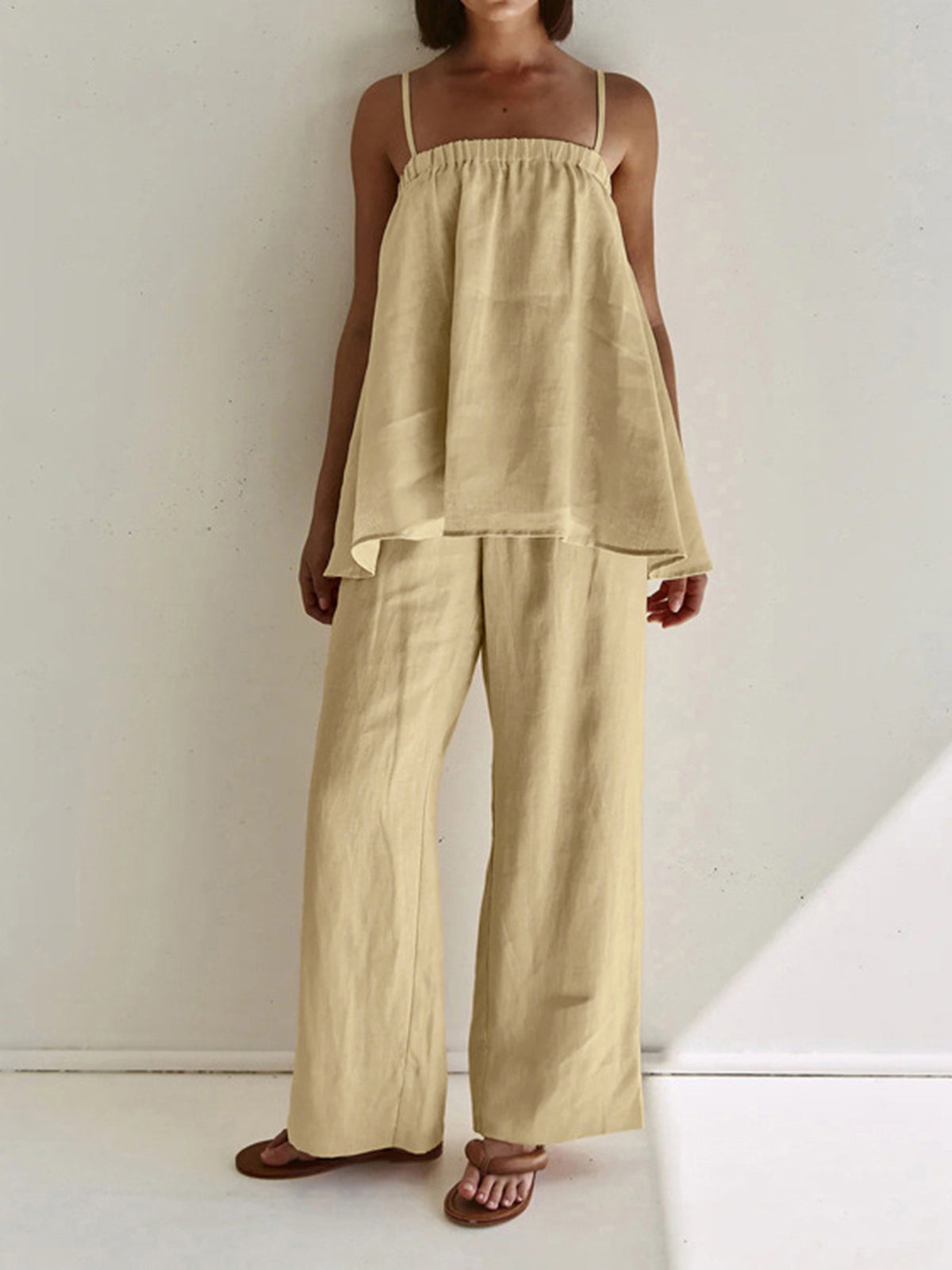 Casual Broek Set Dames Dunne Stof Elastische Taille