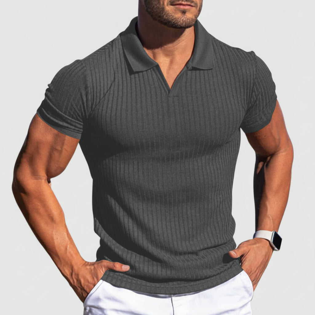 Casual poloshirt met structuur en nauwsluitende pasvorm