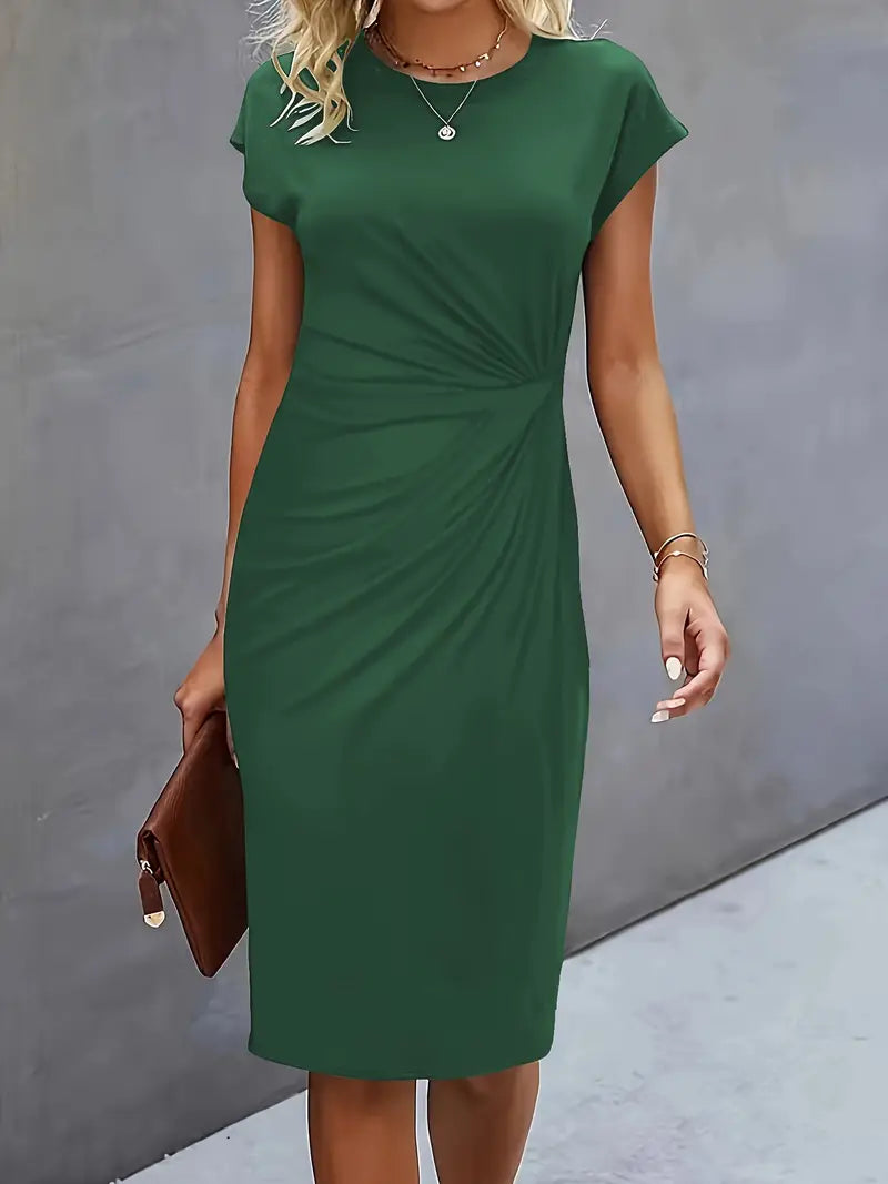 Midi Jurk Dames Ronde Hals Getailleerd Bruiloft Gast