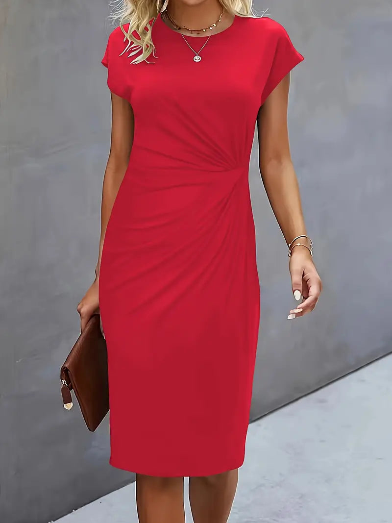 Midi Jurk Dames Ronde Hals Getailleerd Bruiloft Gast