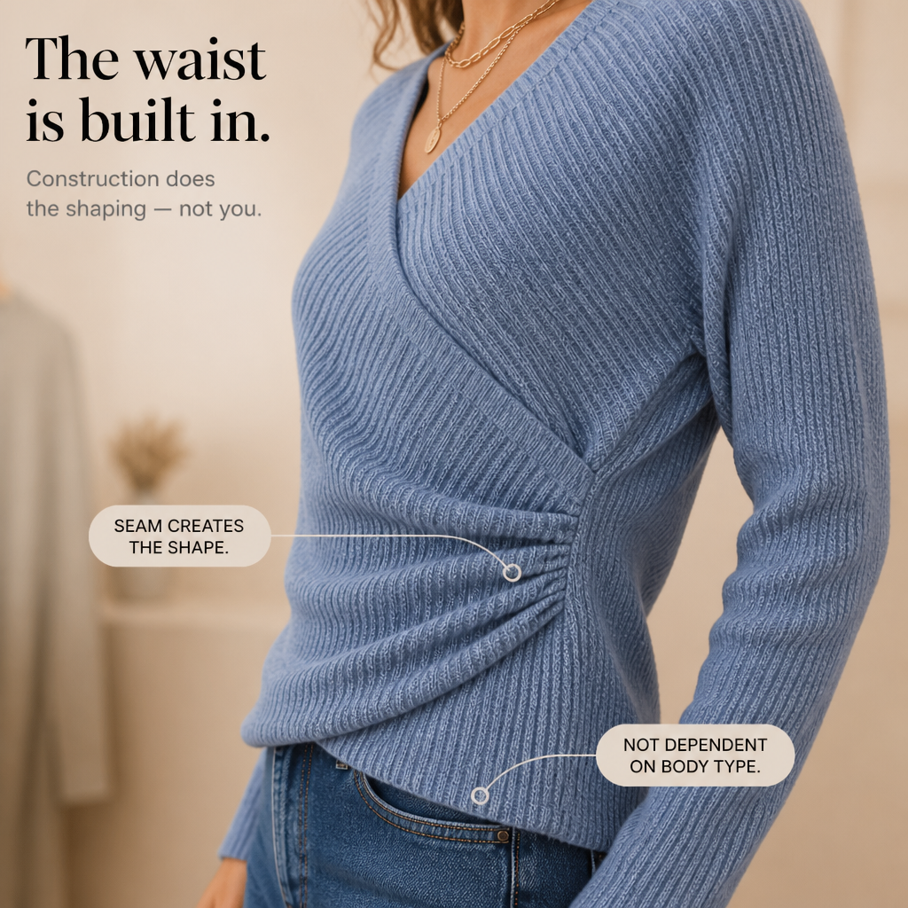Cinchable – Crossover Wrap V-Hals Gebreide Top