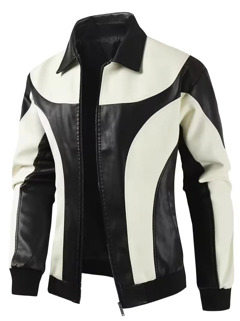 Leren jassen met color block patroon
