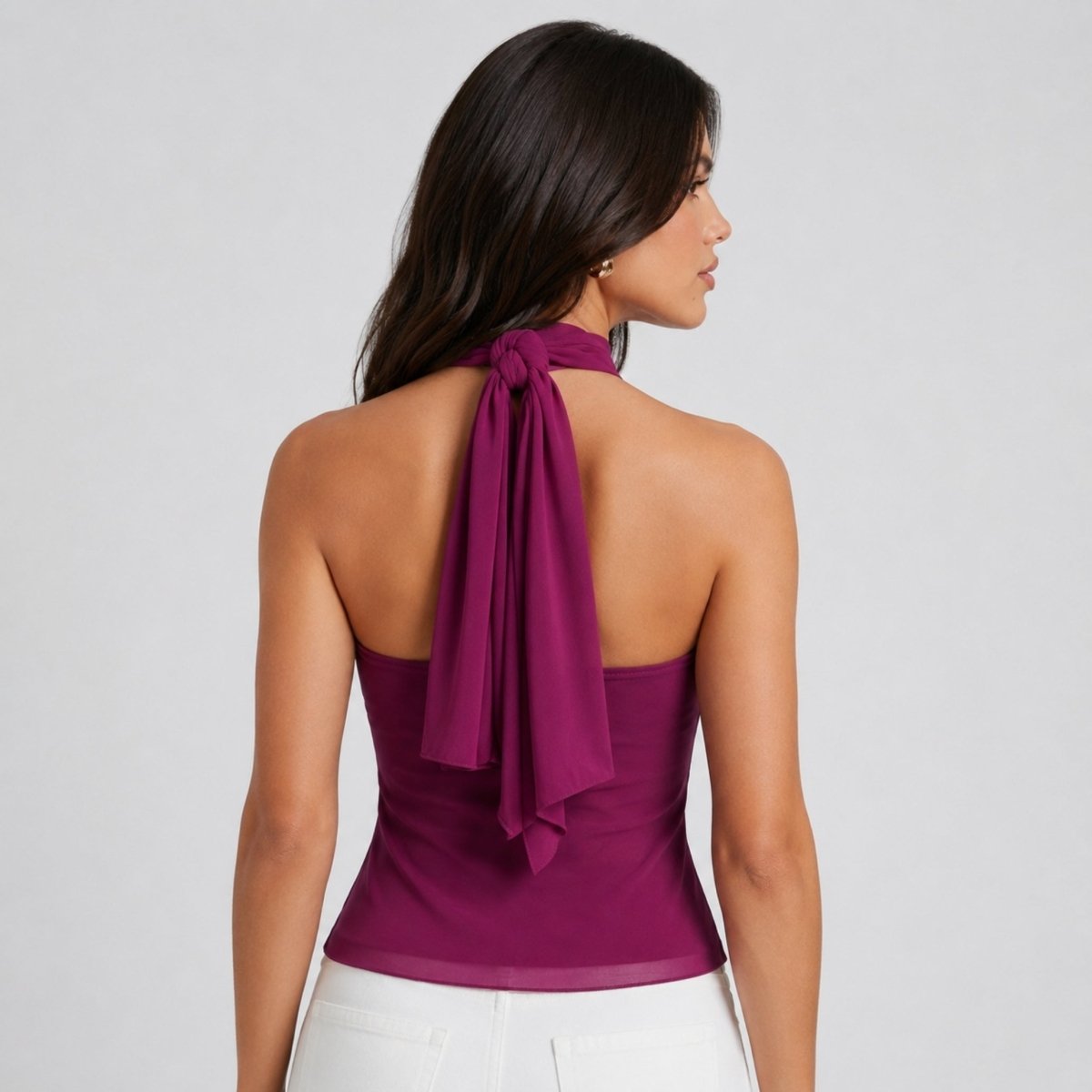 Chiffon Halter Top Dames Ruffle Formeel