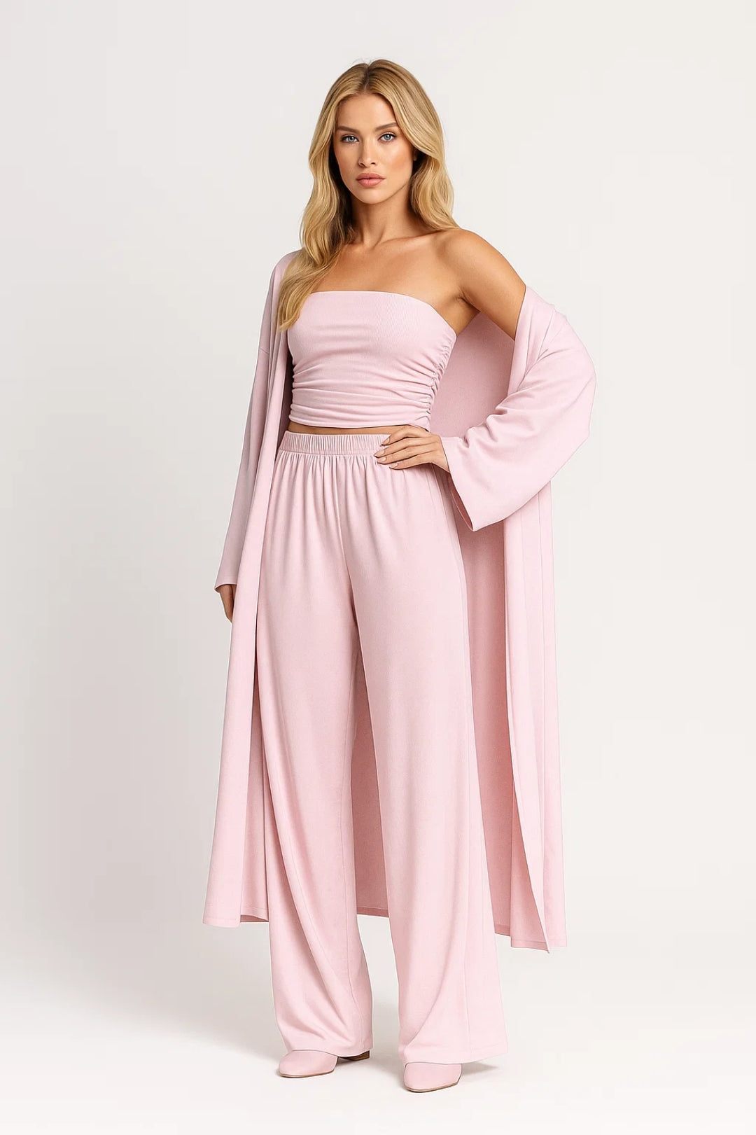 Co-Ord Set Dames Lange Broek Vest Strapless Top