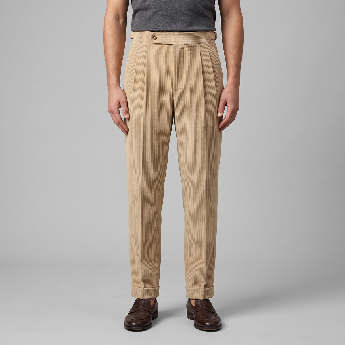 Corduroy Pleated Trousers Heren Klassiek Formeel
