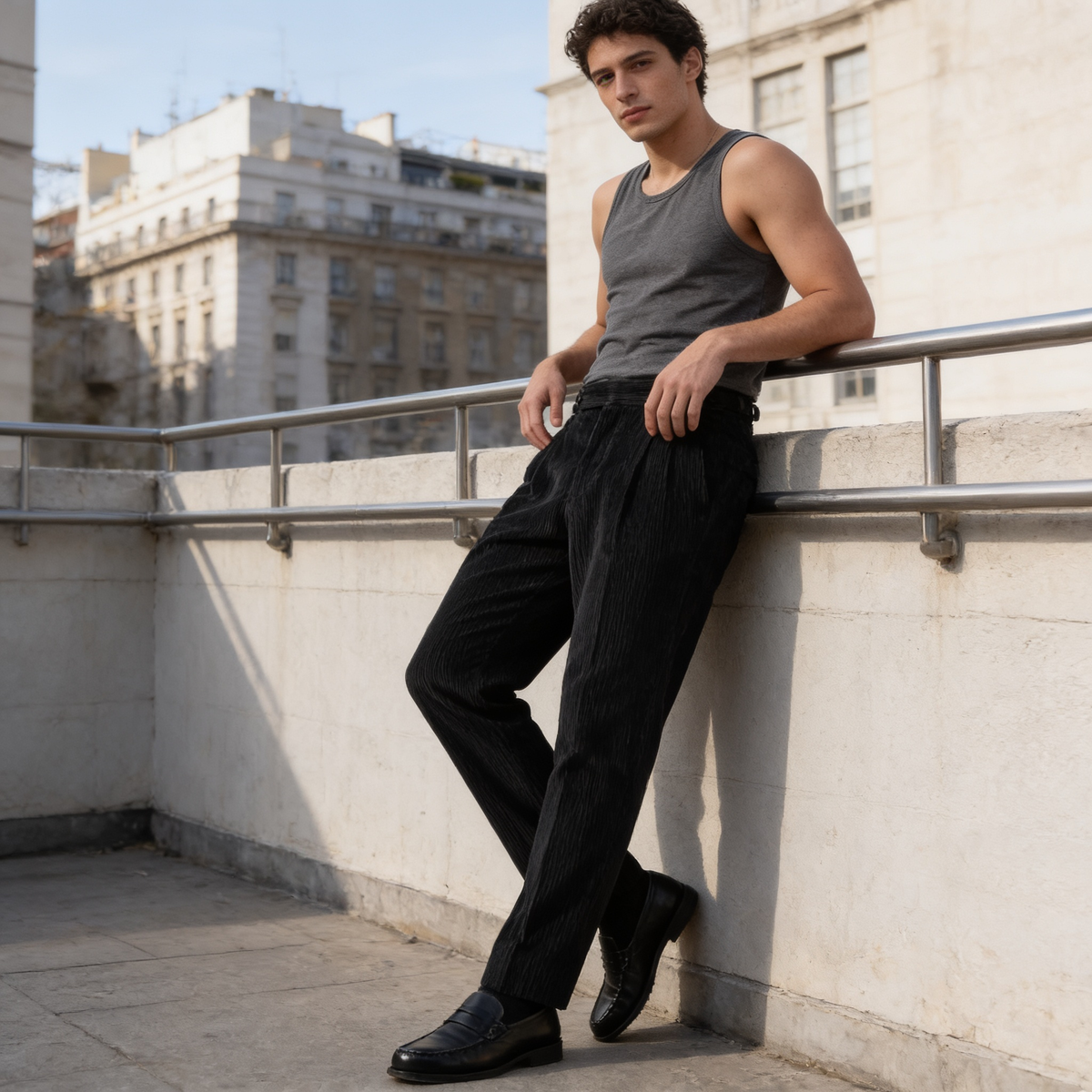 Corduroy Pleated Trousers Heren Klassiek Formeel