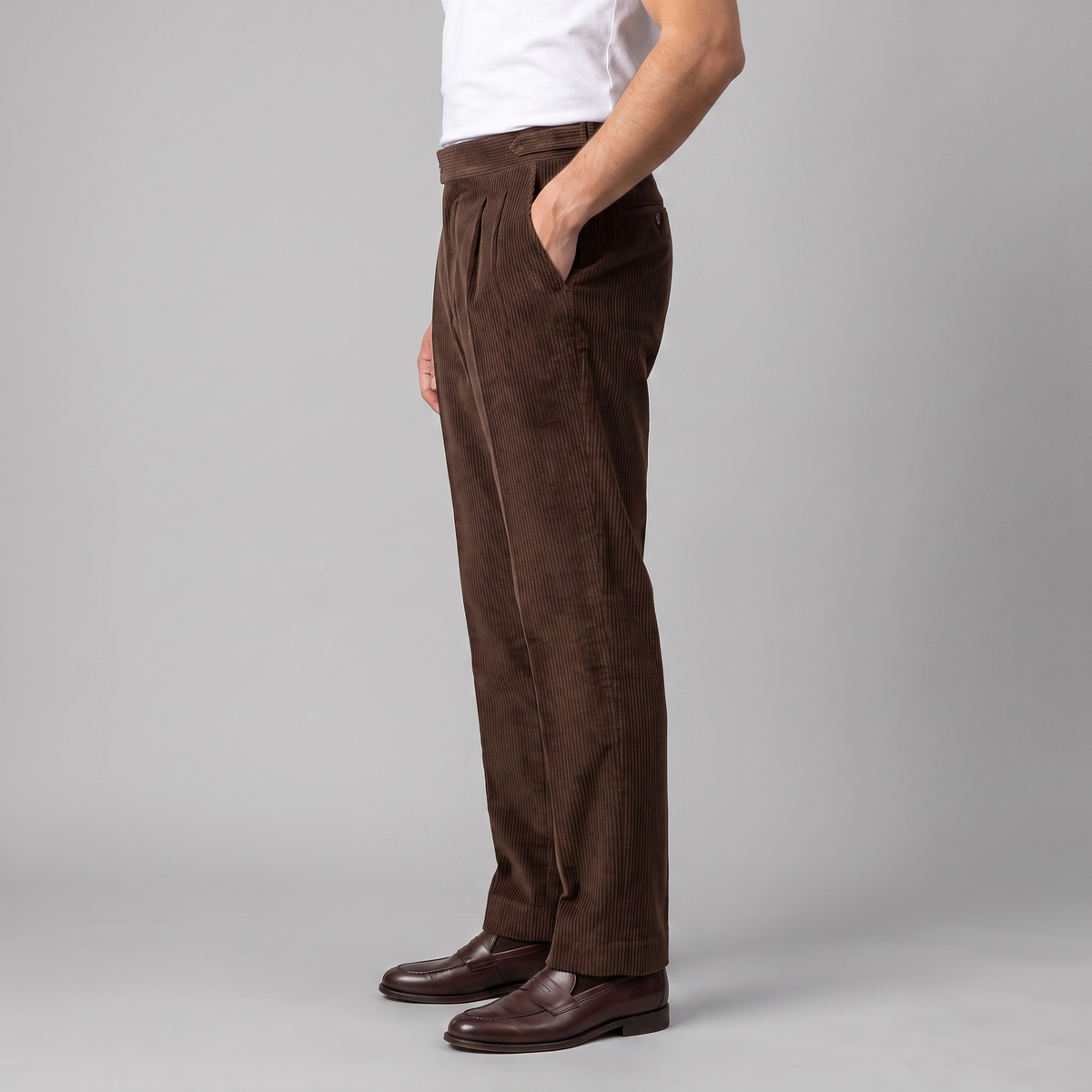 Corduroy Pleated Trousers Heren Klassiek Formeel