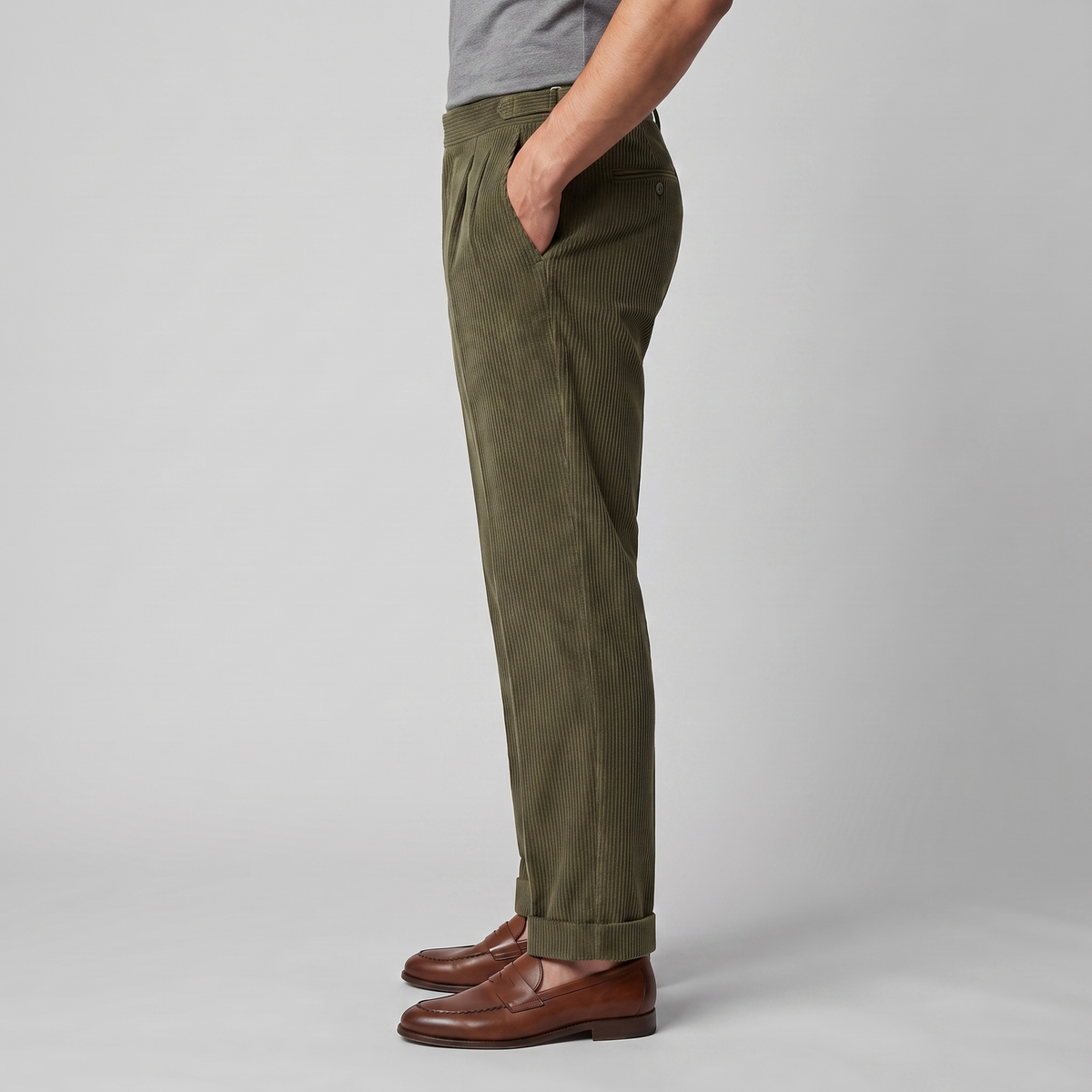Corduroy Pleated Trousers Heren Klassiek Formeel