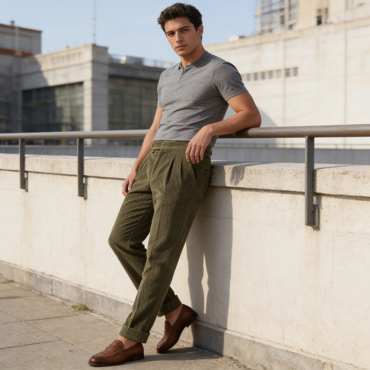 Corduroy Pleated Trousers Heren Klassiek Formeel