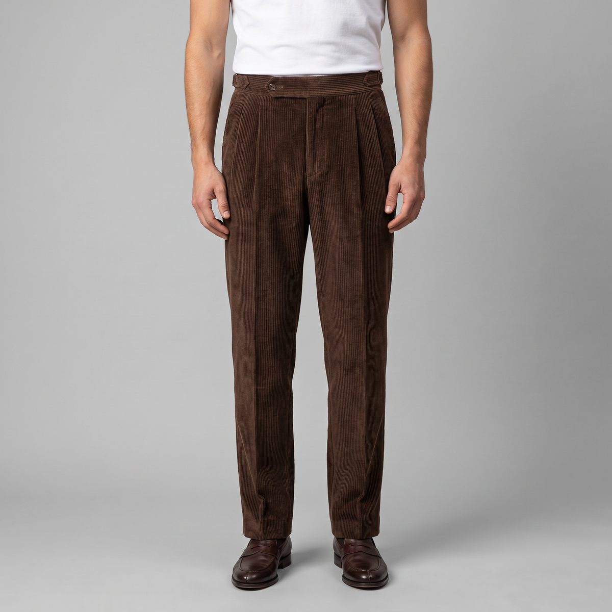 Corduroy Pleated Trousers Heren Tailored Classic Winter