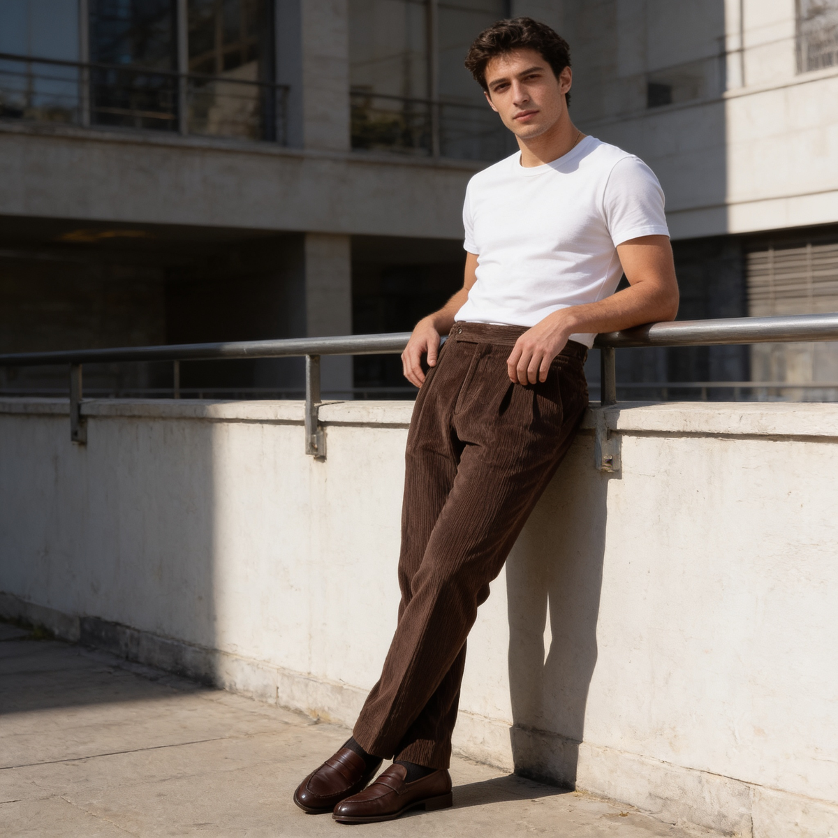 Corduroy Pleated Trousers Heren Tailored Classic Winter
