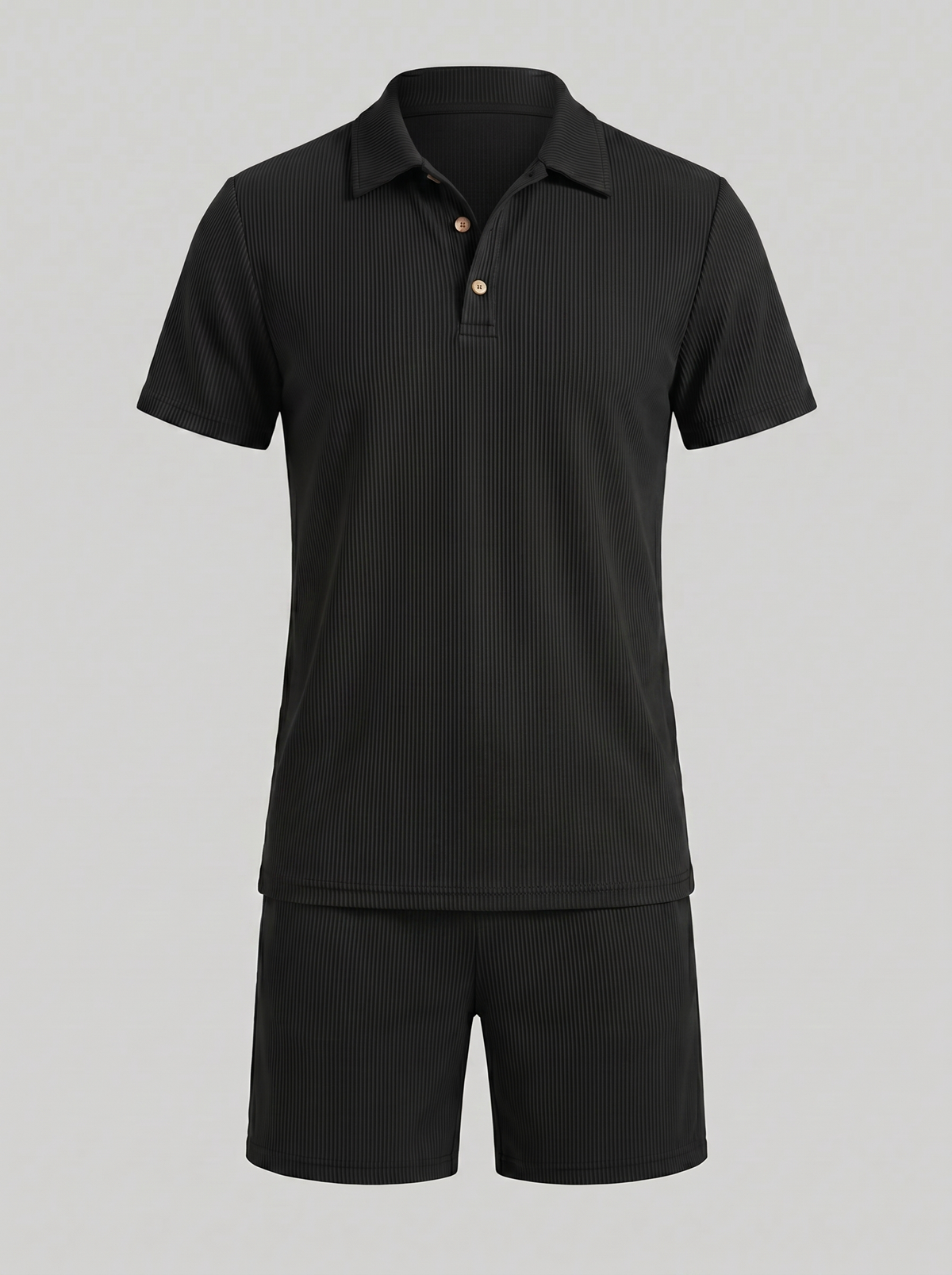 Corduroy Poloshirt en Shorts Set Heren Slim Fit
